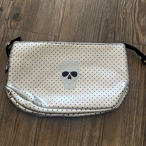 Silver Mesh Neoprene Skull Toiletry/Cosmetics Pouch NEVER USED